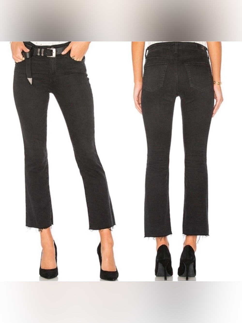 AG Adriano Goldschmied Farrah Boot Crop High Rise Fit Womens Size 28 Black Jeans